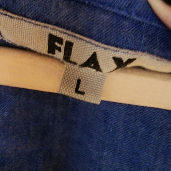 Flax linen tunic top blue vneck size large minimalist lagenlook - Picture 2 of 8